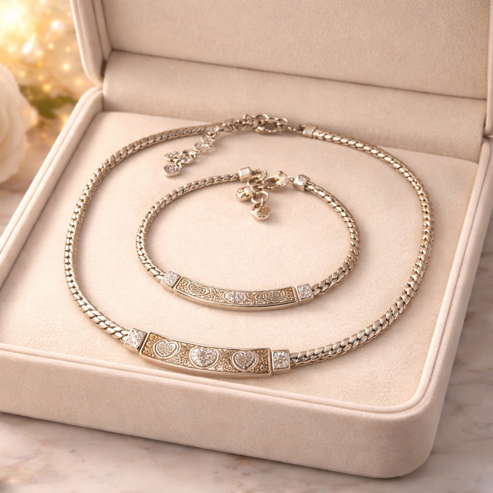 Brighton silver-tone charm necklace and bracelet